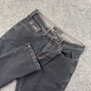Fried Denim Slim Jeans 32x30 Black Moto Back Pocket Contrast Stitch Mens